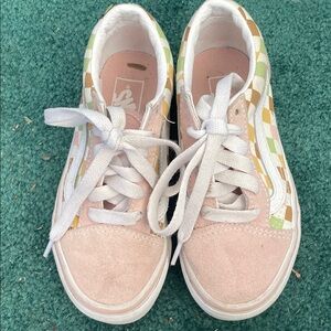 Vans Kids Pastel Pink Checkerboard Old Skool Sneakers